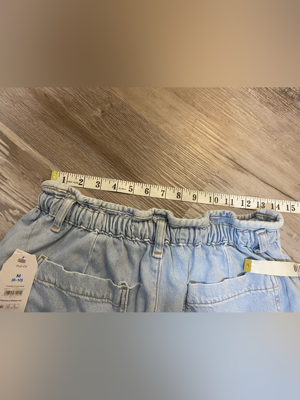 Time and Tru Women's Denim Drapey Utility Shorts Elastic Tie Waist Size M 8-10 - Picture 7 of 9